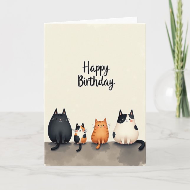 Feline Quartet Birthday Card (Front)