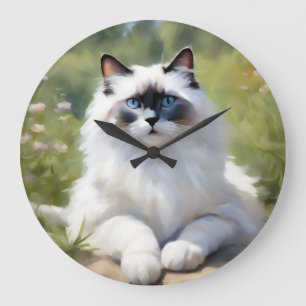 Feline Ragdoll's Impressionist Beauty Large Clock
