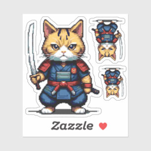 Feline Samurai Warrior Sticker