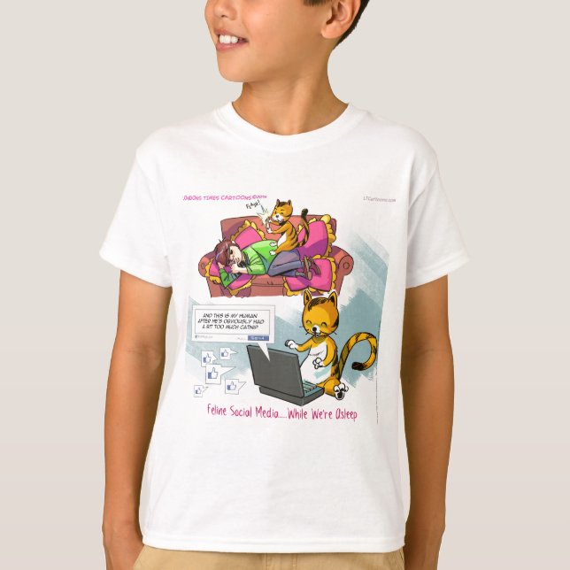 Feline Social Media Funny T-Shirt (Front)