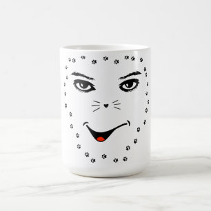 "Feline Soul, Human Gaze – Artistic Coffee Mug