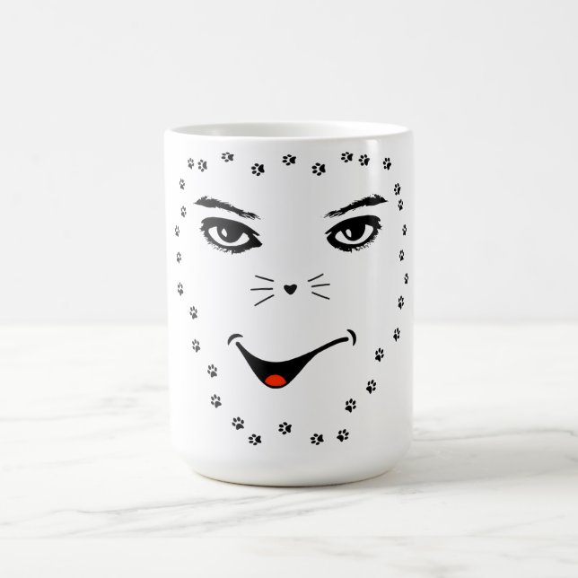 "Feline Soul, Human Gaze – Artistic  Coffee Mug (Center)