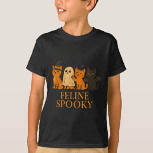 Feline spooky cats halloween witch ghost bat T-Shirt