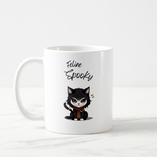 Feline Spooky Halloween mug for cat lovers (Left)