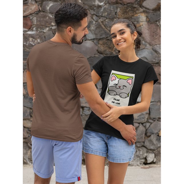 Feline the Love Cat-Themed Pun & Positive Vibes  T-Shirt (Creator Uploaded)