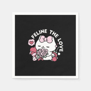 Feline the Love - Cute Valentine’s Cat Design Napkins