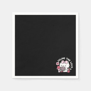 Feline the Love - Cute Valentine’s Cat Design Napkins
