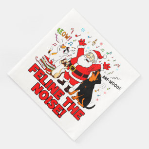 Feline the Noise: Santa’s Musical Mayhem Paper Dinner Napkins