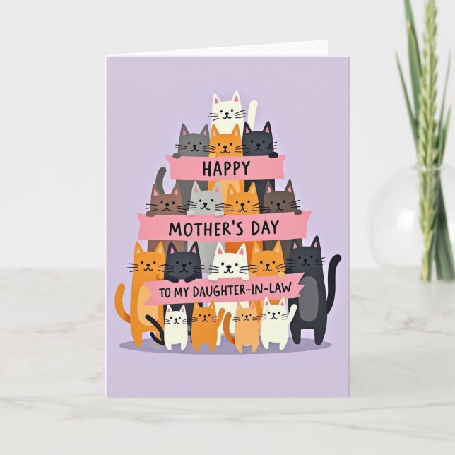 Feline Tower Mothers Day Card (Front)