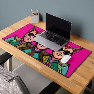 Feline Trio in Shades Desk Mat