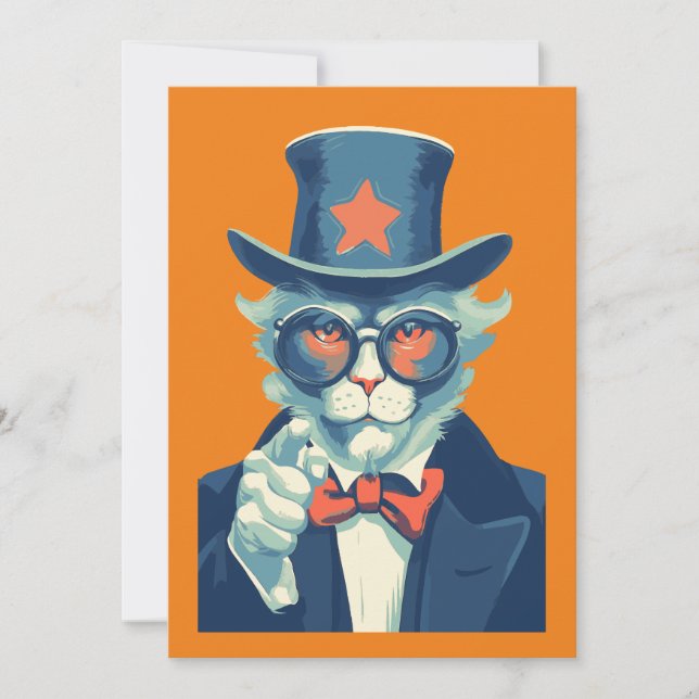 feline uncle Sam wants you  Invitation (Front)