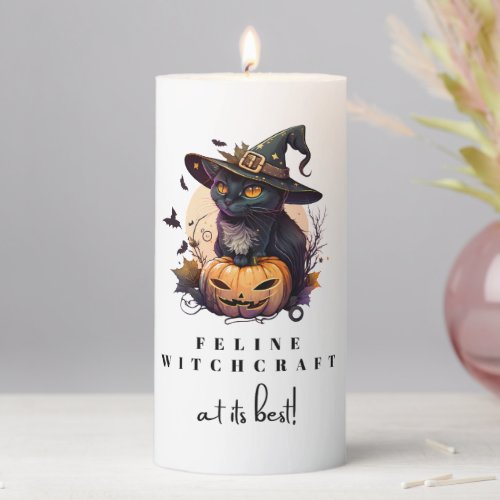Feline Witchcraft at its Best Funny Pillar Candle