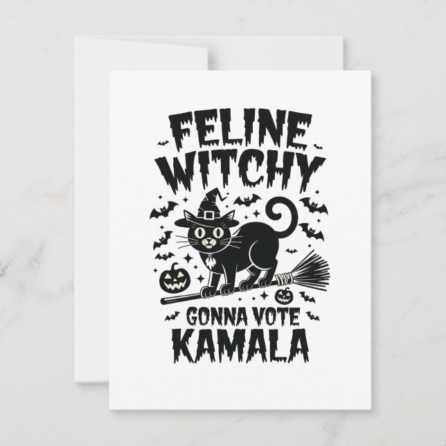 Feline Witchy Gonna Vote Kamala Halloween  Note Card (Front)