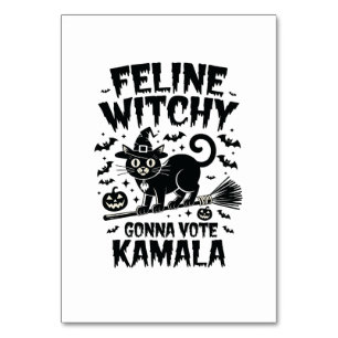Feline Witchy Gonna Vote Kamala Halloween Table Number