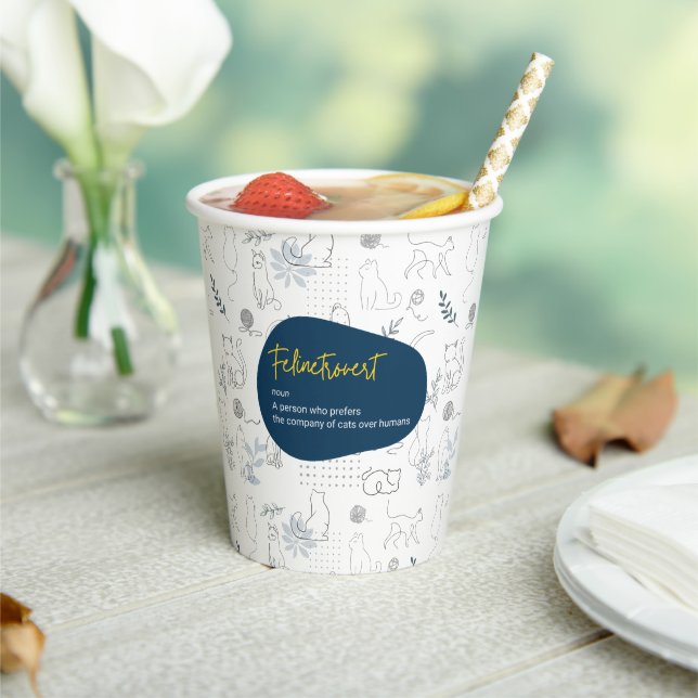 Felinetrovert for cat lovers on a paper cups (Insitu)