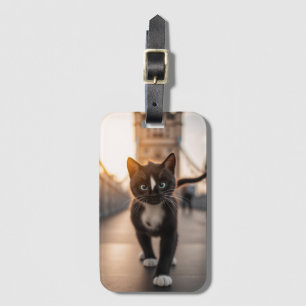 Felini Strolling Over Tower Bridge: A London Tail Luggage Tag