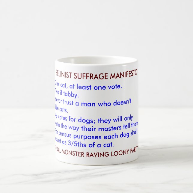 FELINIST SUFFRAGE MANIFESTO COFFEE MUG (Center)