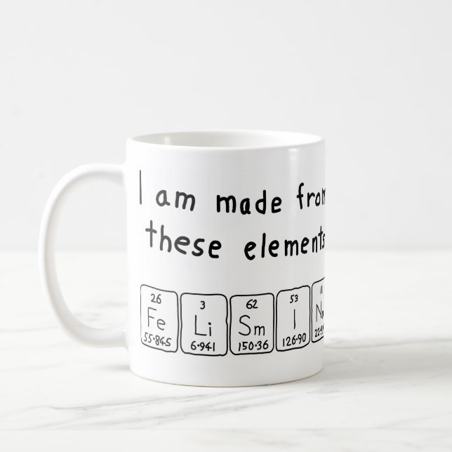 Felismina periodic table name mug (Left)