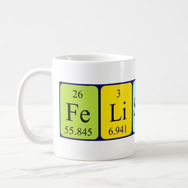 Felismina periodic table name mug (Left)