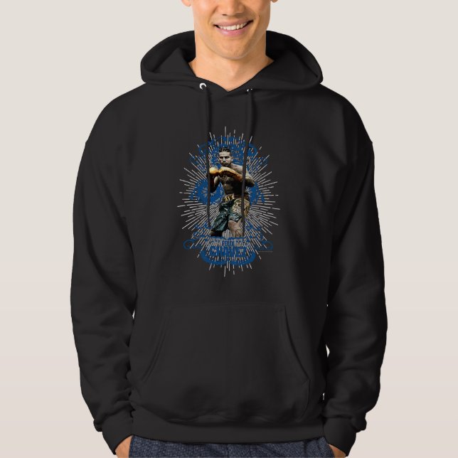 Felix Chavez pose with floral graphics blue Hoodie (Front)