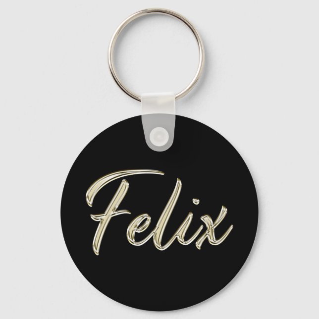 Felix Name whitegold Button Schlüsselanhänger Keychain (Front)