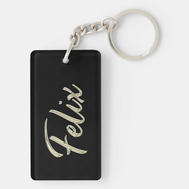 Felix name whitegold key trailer keychain (Back)