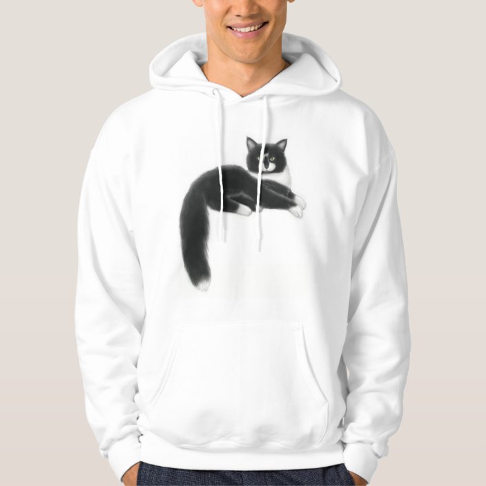 black and white cat hoodie