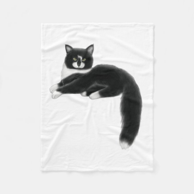 Felix the Tuxedo Cat Fleece Blanket (Front)