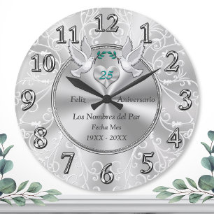 Feliz 25 Aniversario Reloj Large Clock