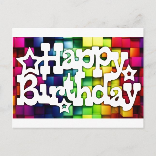 Feliz Aniversário - Happy Birthday Postcard (Front)