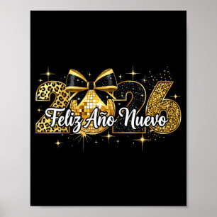 Feliz Año Nuevo 2026 Disco Ball Happy New Year  Poster