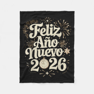 Feliz Año Nuevo 2026 Happy New Year Spanish Mexica Fleece Blanket