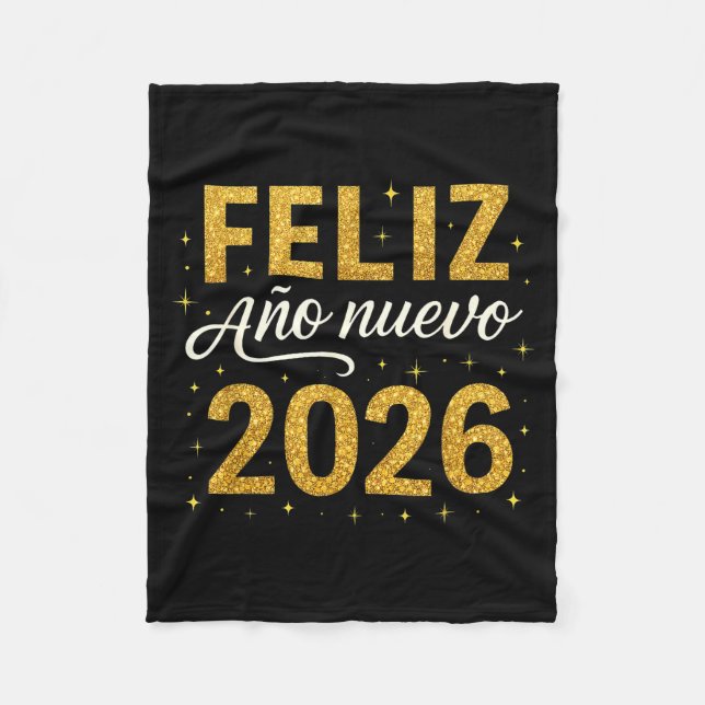Feliz Año Nuevo 2026 New Year Spanish Fiesta Firew Fleece Blanket (Front)
