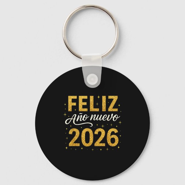 Feliz Año Nuevo 2026 New Year Spanish Fiesta Firew Keychain (Front)