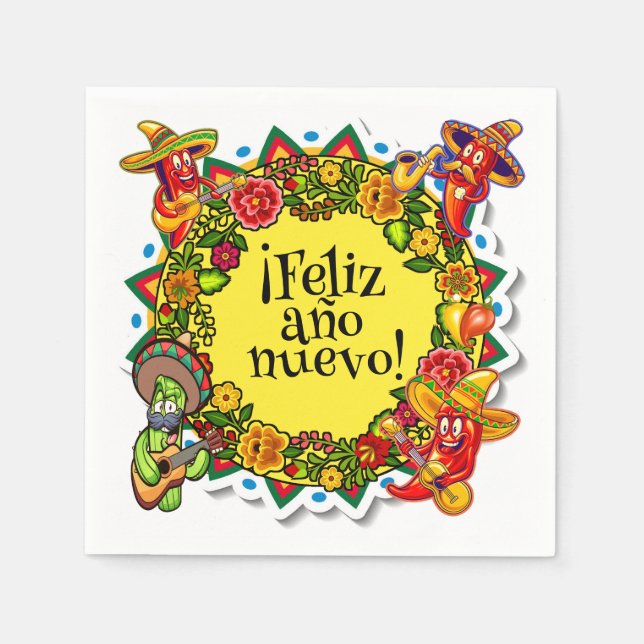 Feliz Ano Nuevo - Spanish Happy New Year  Napkins (Front)