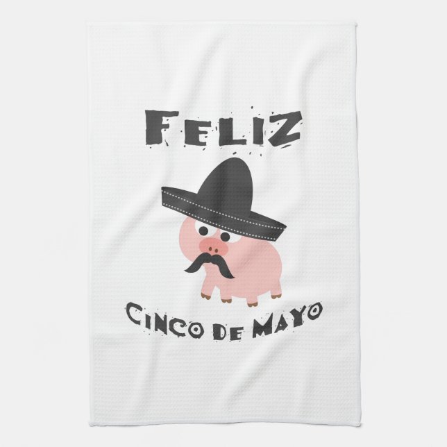 Feliz Cinco De Mayo - Pig Kitchen Towel (Vertical)