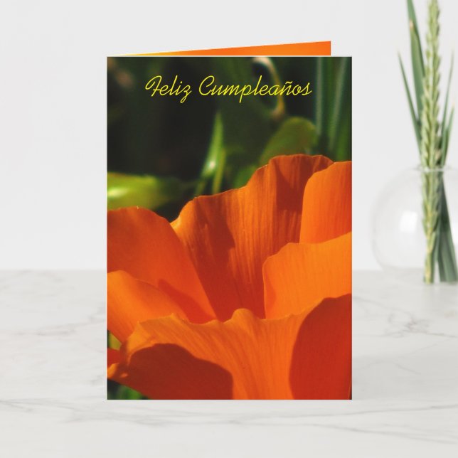 Feliz Cumpleaños - Amapola de California Card (Front)