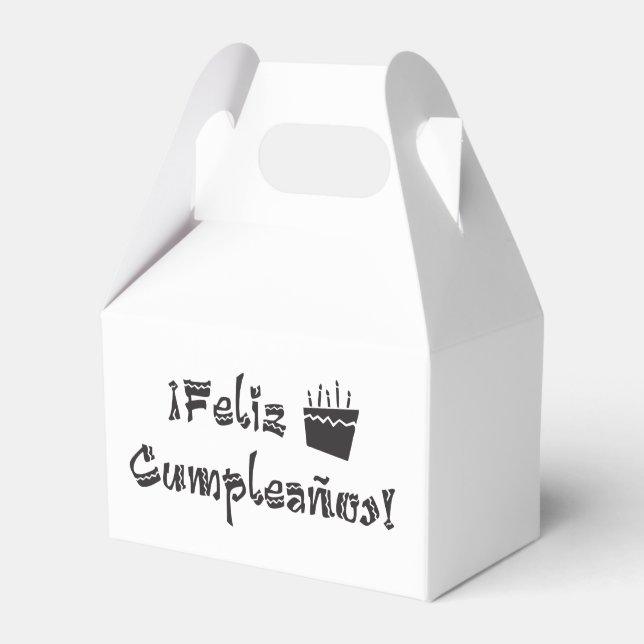 feliz cumpleanos arriba cake favor boxes (Front Side)