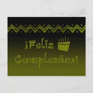 feliz cumpleanos arriba cake postcard