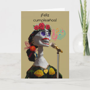Feliz Cumpleanos Birthday in Spanish Catrina Sings Card