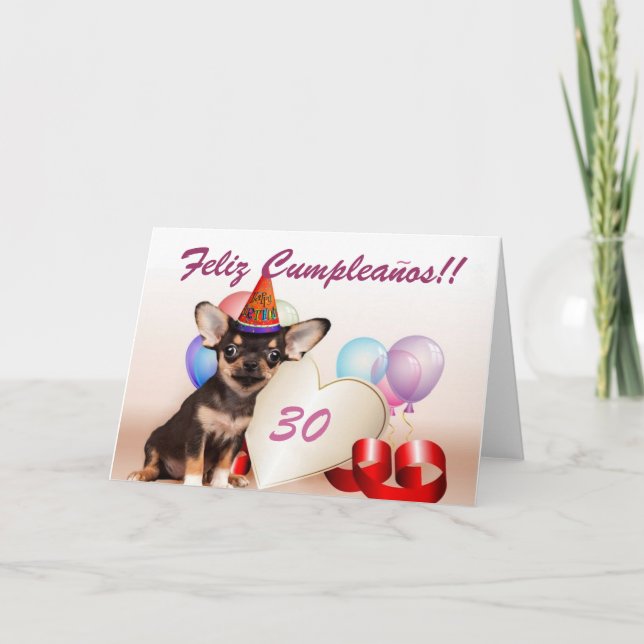 Feliz Cumpleaños chihuahua dog greeting card (Front)