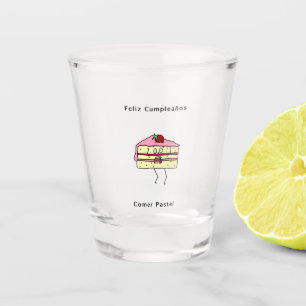 Feliz Cumpleanos Comer pastel, birthday  Shot Glass