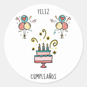 Feliz Cumpleaños Happy Birthday Classic Round Sticker