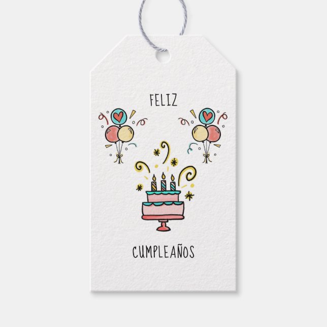 Feliz Cumpleaños | Happy Birthday Gift Tags (Front)