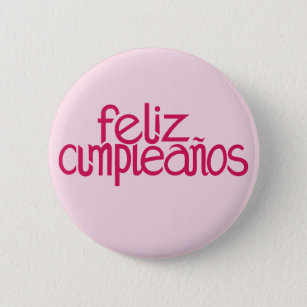 Feliz Cumpleaños hot pink Button