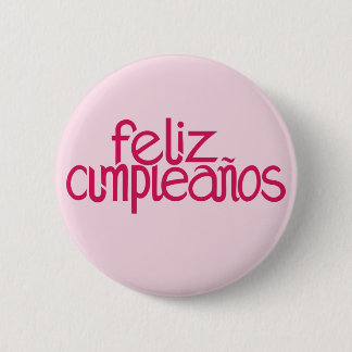 Feliz Cumpleaños hot pink Button