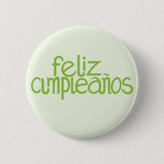 Feliz Cumpleaños lime Button (Front)