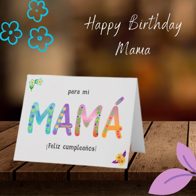 Feliz Cumpleaños Mamá Whimsical letters Birthday Card (Creator Uploaded)