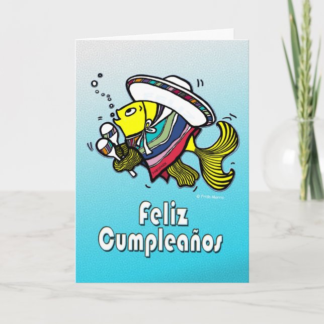 FELIZ CUMPLEAÑOS mexican fish funny Birthday Card (Front)
