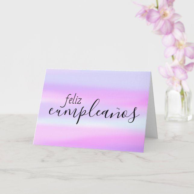 Feliz Cumpleaños Spanish Birthday Watercolor Brush Card (Orchid)
